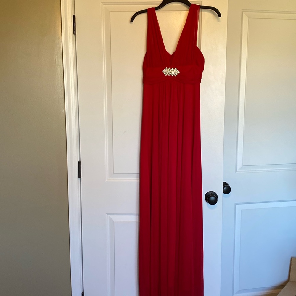 Dollar size S red formal dress.  Weddings, Homecoming or Prom.  Floor length